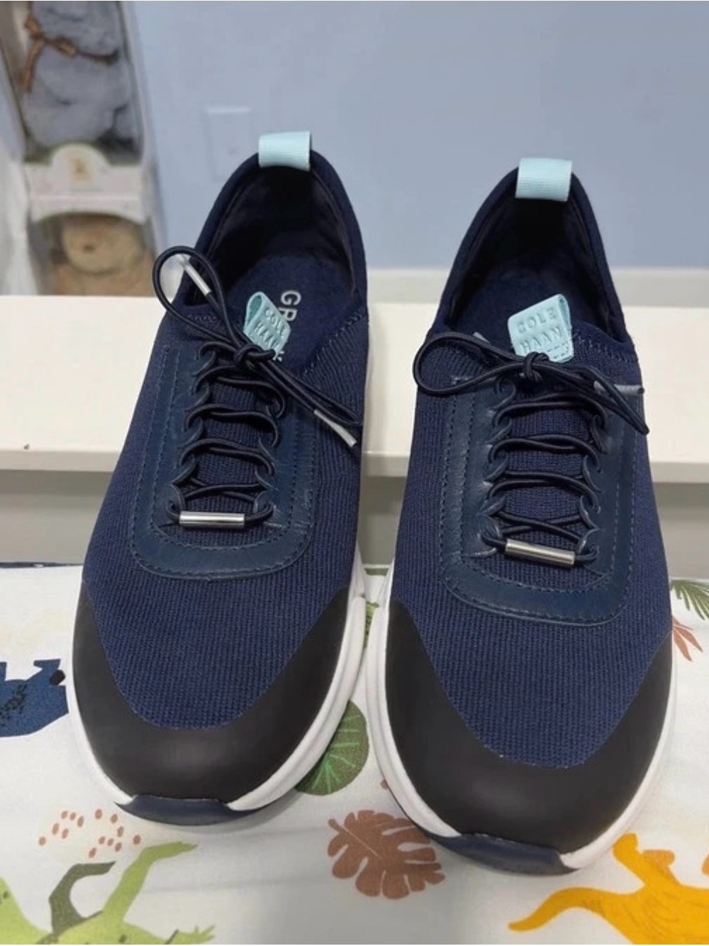 Cole Haan Navy Knit Slip-On Sneakers with Black Toe